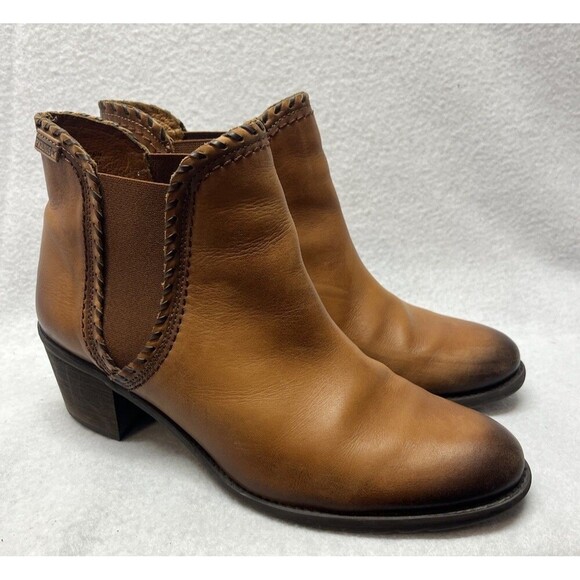 Pikolinos Andorra Chelsea Ankle Boots Brandy Leather Womens Size EU 41 US 10.5 - Picture 1 of 7